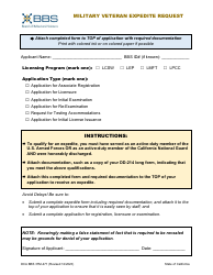 Document preview: Form DCA BBS37M-471 Military Veteran Expedite Request - California