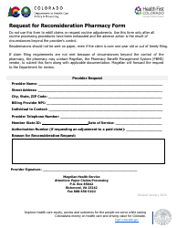 Document preview: Request for Reconsideration Pharmacy Form - Colorado