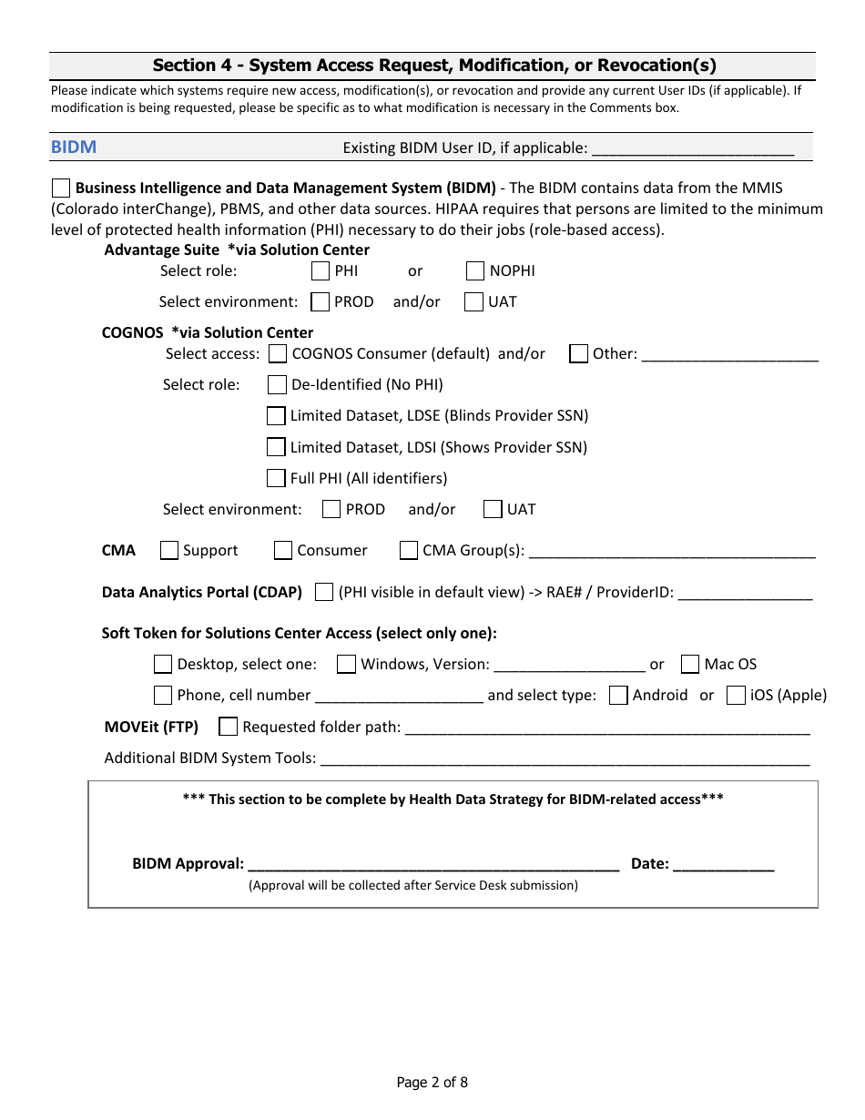 Third Party User Access Request Form (Bus  Bridge Access Form) - Colorado, Page 2