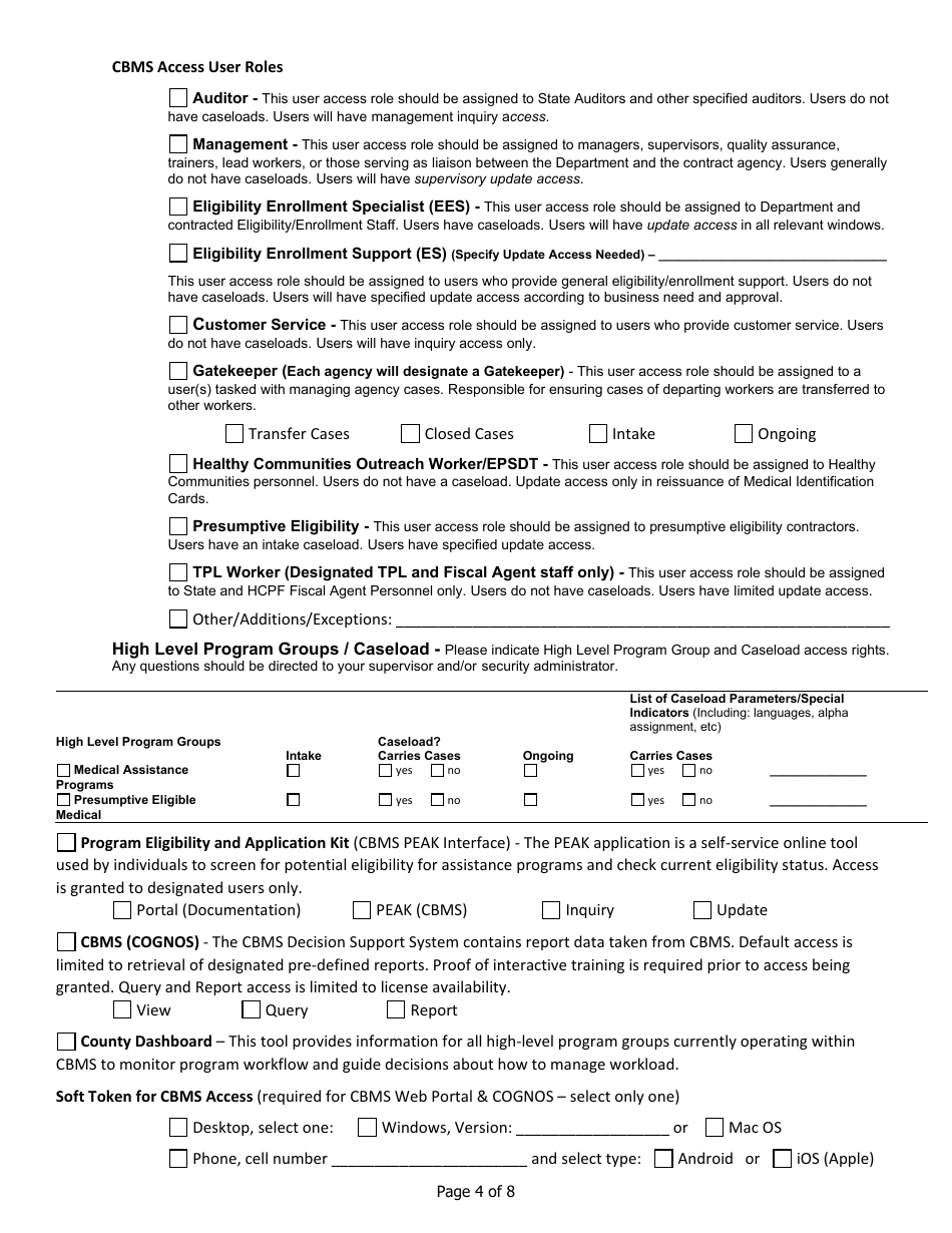 Third Party User Access Request Form (Bus  Bridge Access Form) - Colorado, Page 4