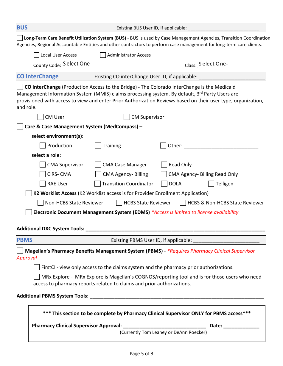 Third Party User Access Request Form (Bus  Bridge Access Form) - Colorado, Page 5