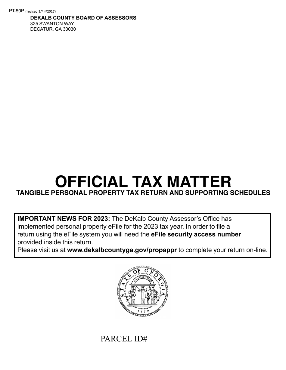 Form PT-50P Business Personal Property Tax Return - DeKalb County, Georgia (United States), Page 1