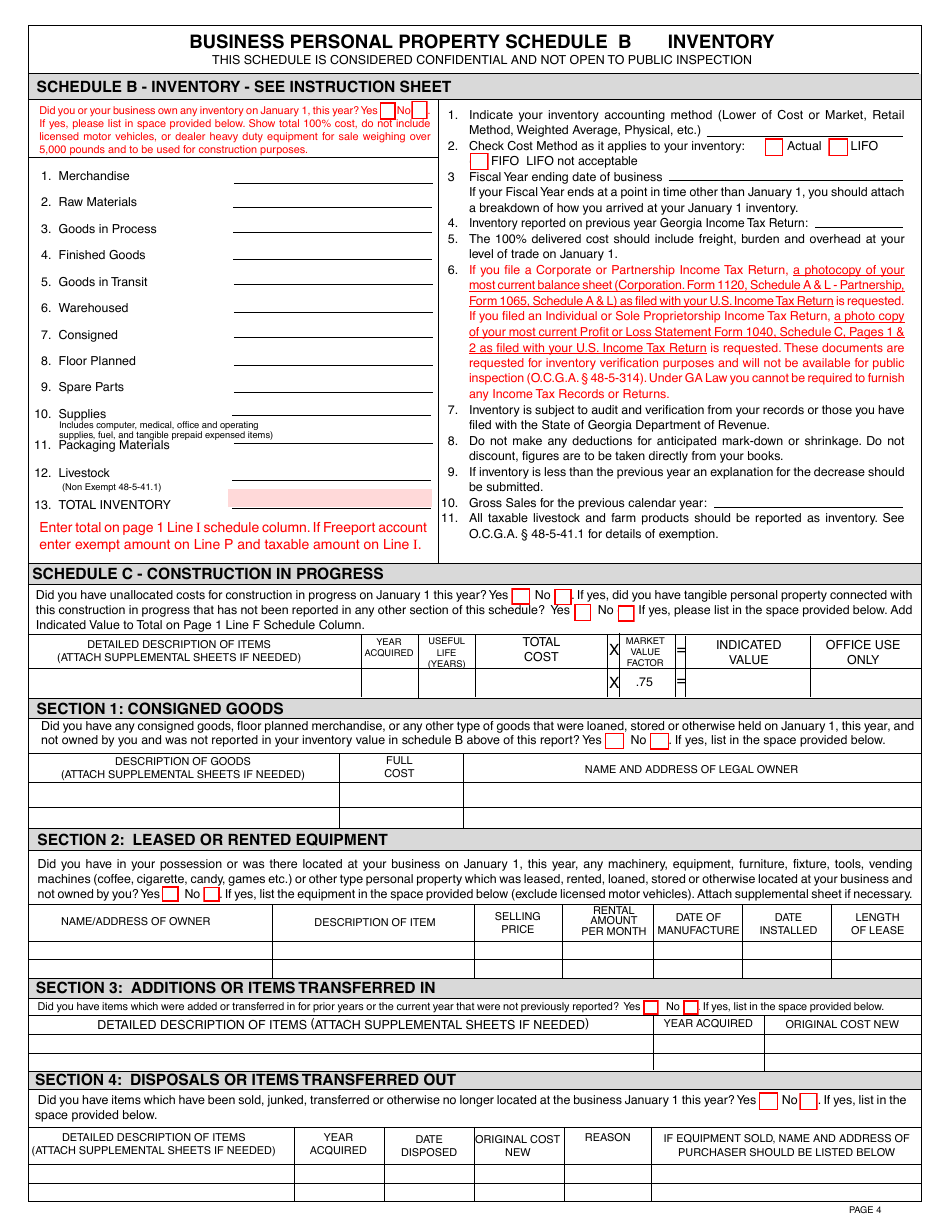 Form PT-50P Business Personal Property Tax Return - DeKalb County, Georgia (United States), Page 6