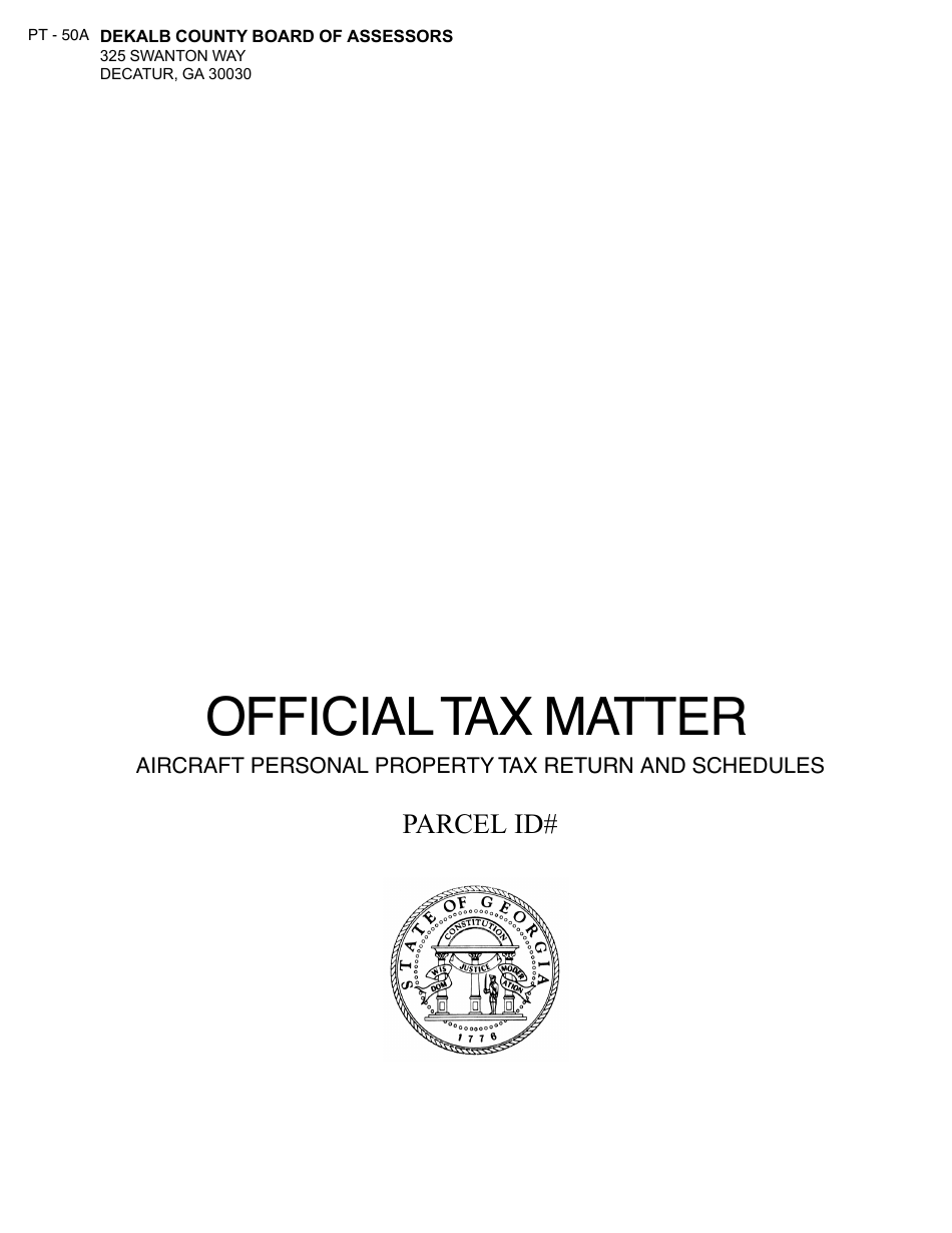 Form PT-50A Aircraft Personal Property Tax Return - DeKalb County, Georgia (United States), Page 1