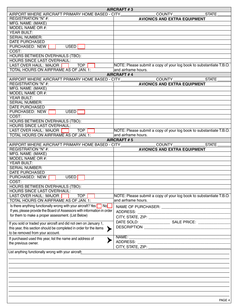 Form PT-50A Aircraft Personal Property Tax Return - DeKalb County, Georgia (United States), Page 6