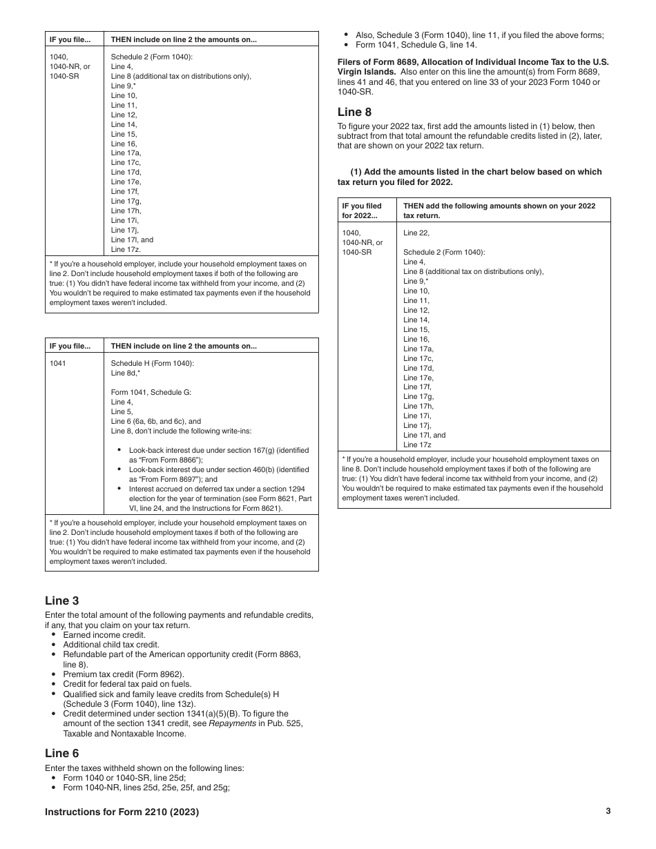 Instructions for IRS Form 2210 Underpayment of Estimated Tax by Individuals, Estates, and Trusts, Page 3