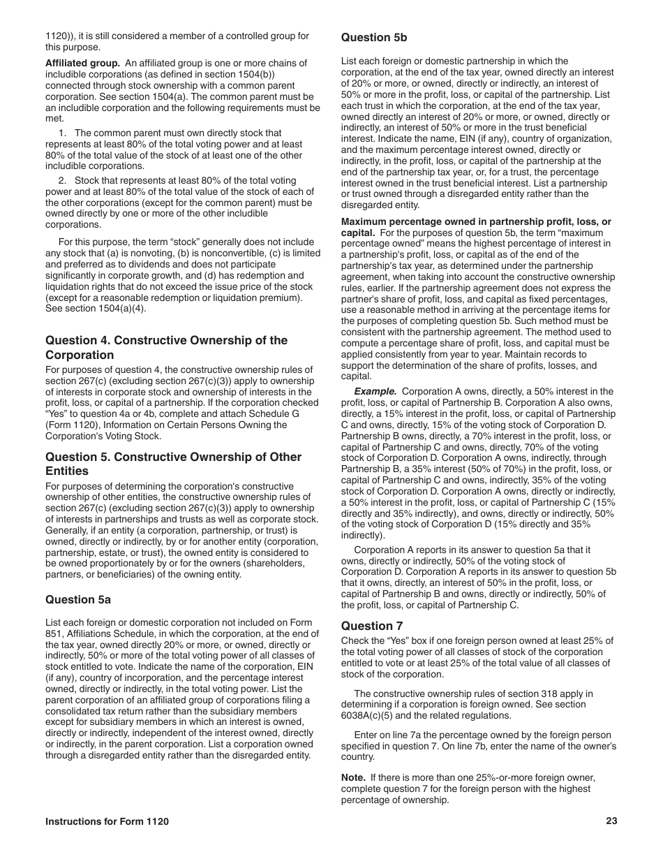 Instructions for IRS Form 1120 U.S. Corporation Income Tax Return, Page 23