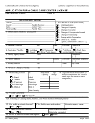 Document preview: Form LIC200A Application for a Child Care Center License - California