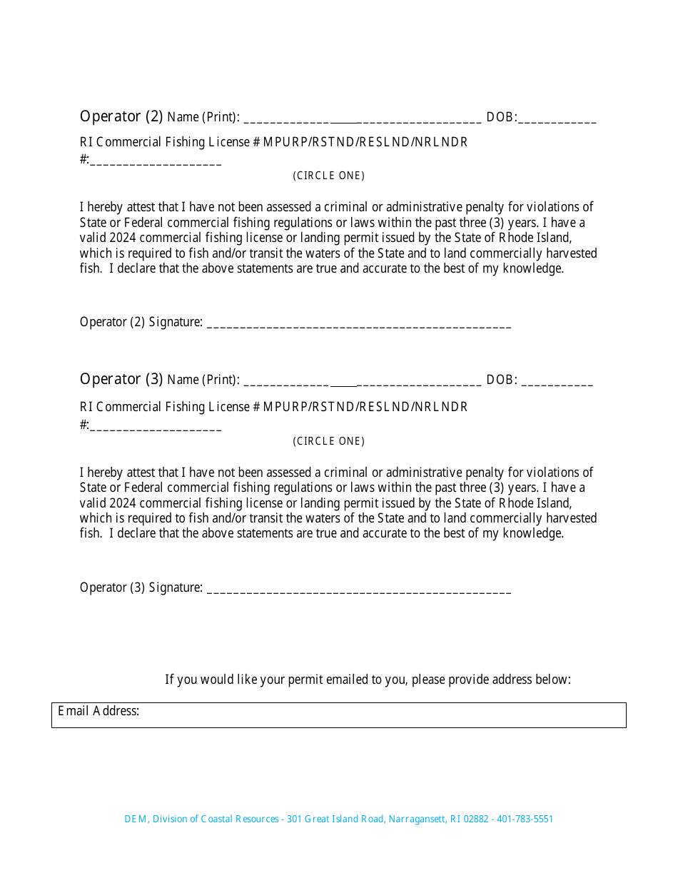 Summer Flounder Winter Aggregate Landing Program Application - Rhode Island, Page 4