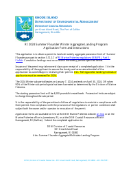 Document preview: Summer Flounder Winter Aggregate Landing Program Application - Rhode Island, 2024