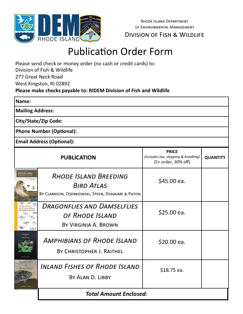 Publication Order Form - Rhode Island Download Pdf