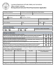 Document preview: Driving School Instructor/Third Party Examiner Application - Louisiana