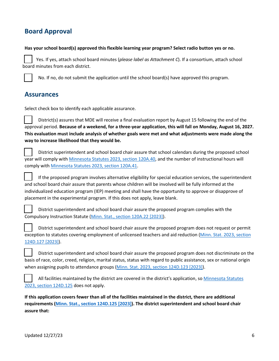 Flexible Learning Year Application - Minnesota, Page 6