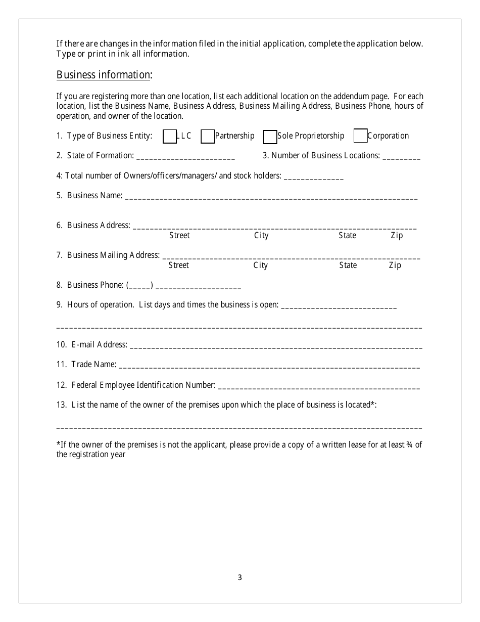 Renewal Application for Scrap Metal Dealer Registration - Kansas, Page 3