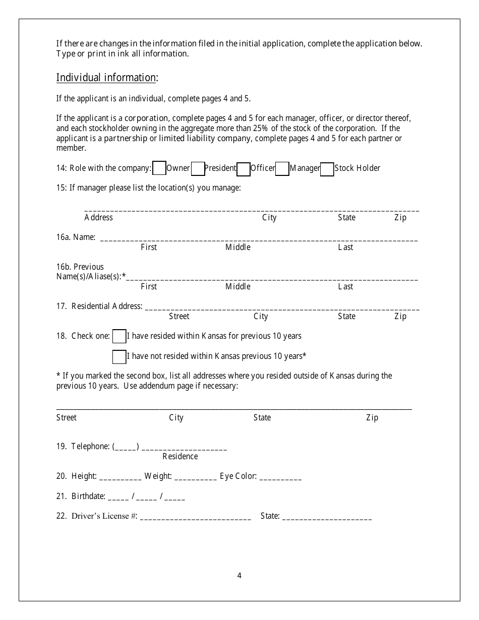 Renewal Application for Scrap Metal Dealer Registration - Kansas, Page 4