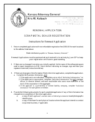 Document preview: Renewal Application for Scrap Metal Dealer Registration - Kansas