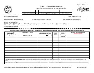 Document preview: Fishks - Volunteer Activity Report Form - Kansas, 2024
