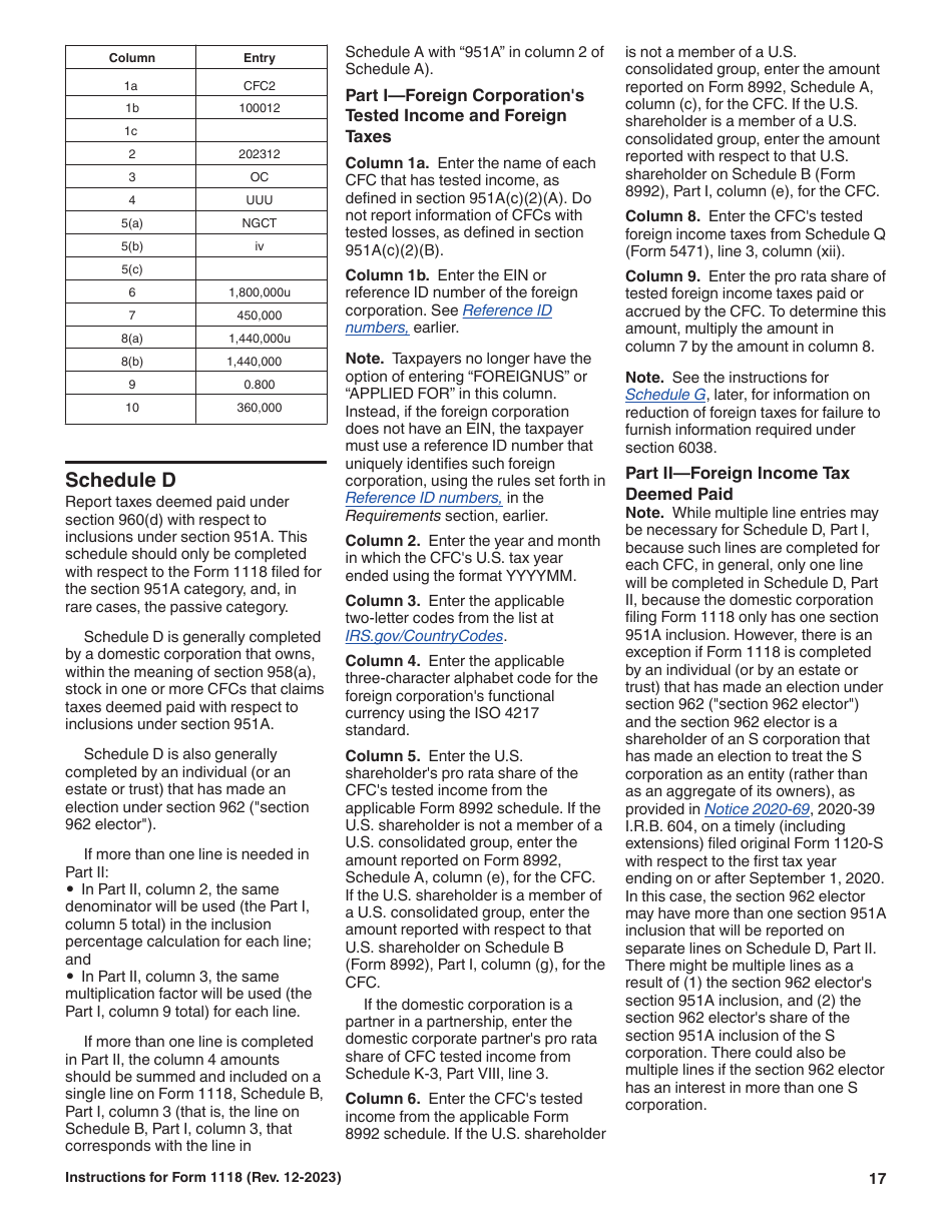 Instructions for IRS Form 1118 Foreign Tax Credit - Corporations, Page 17