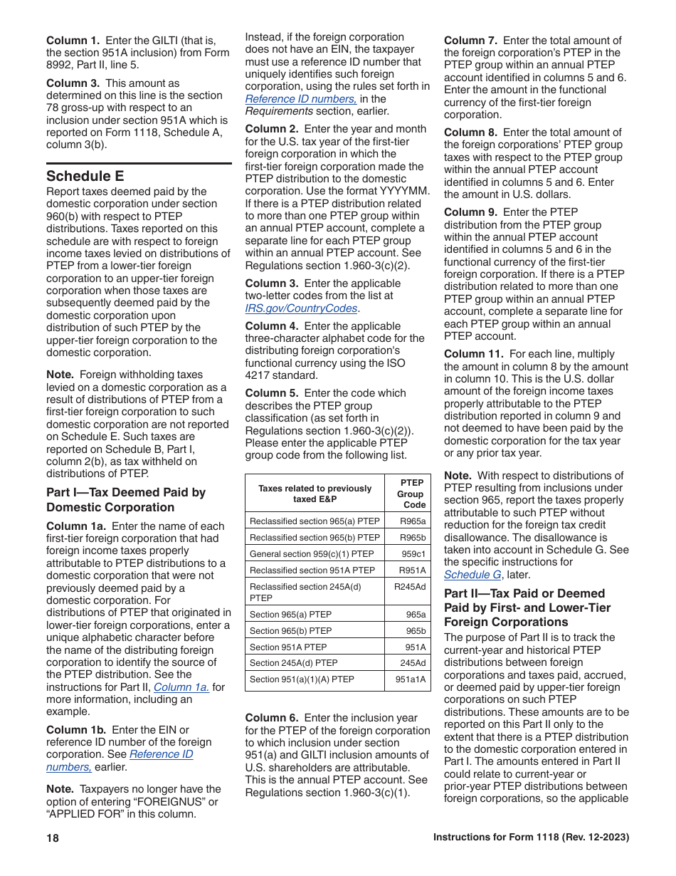 Instructions for IRS Form 1118 Foreign Tax Credit - Corporations, Page 18
