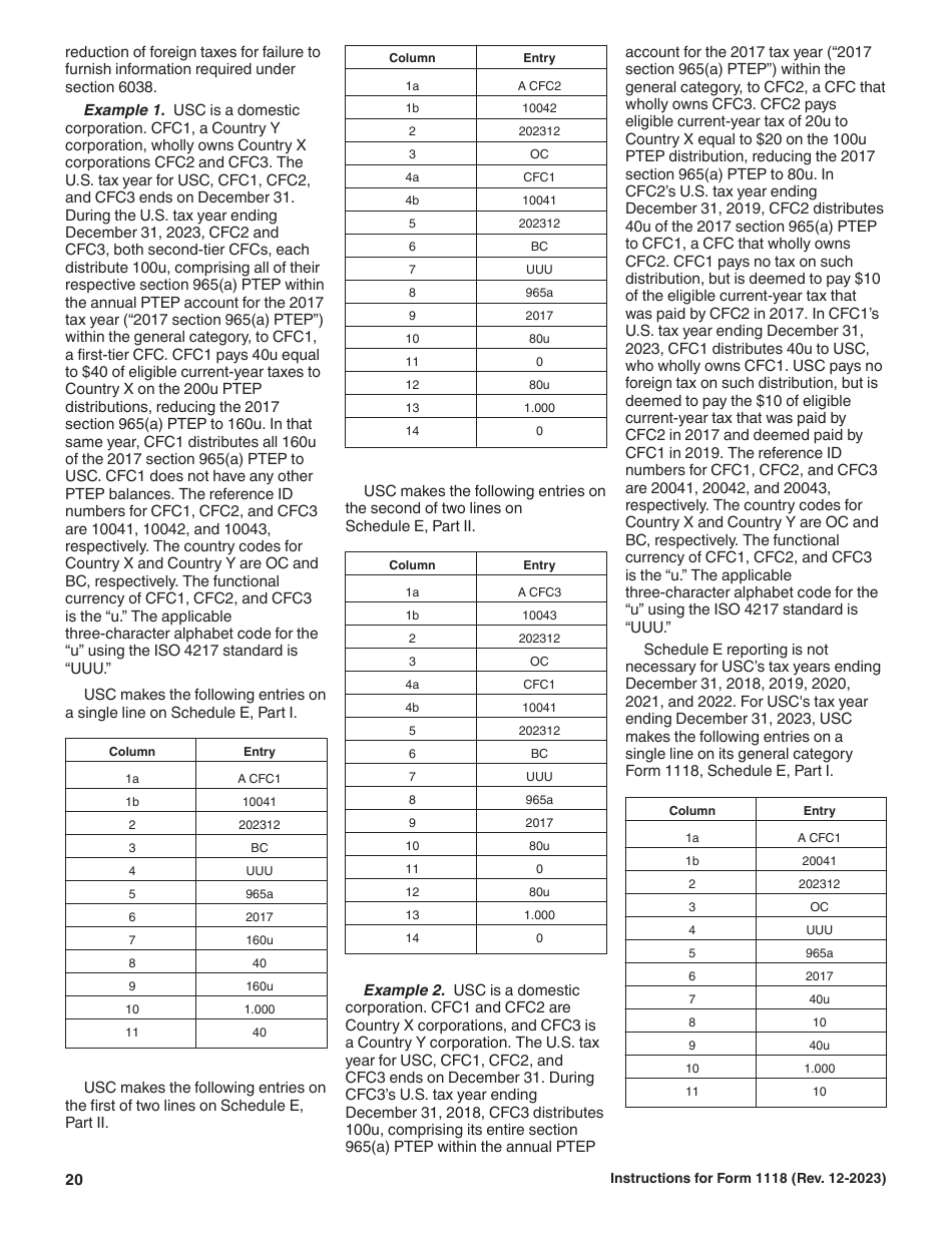 Instructions for IRS Form 1118 Foreign Tax Credit - Corporations, Page 20