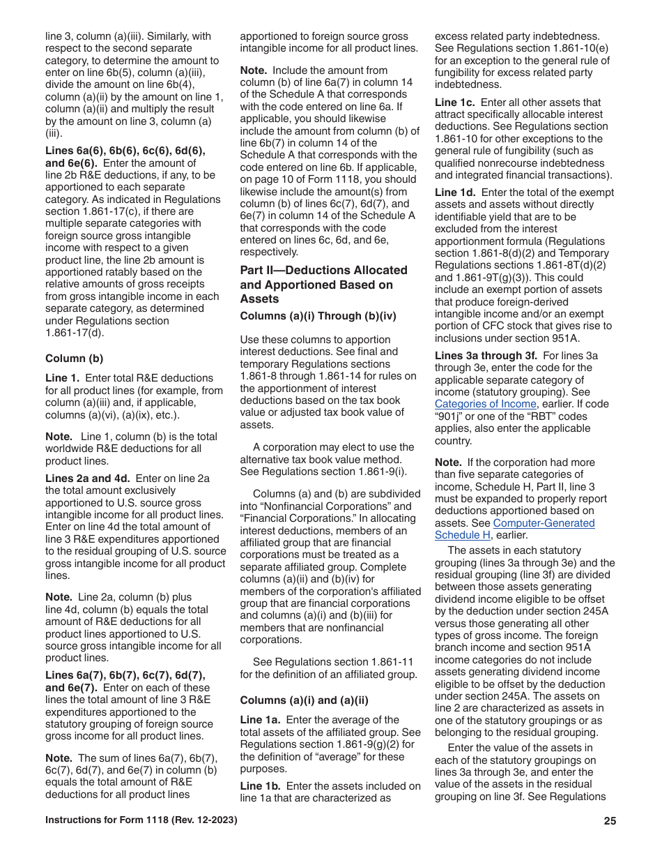 Instructions for IRS Form 1118 Foreign Tax Credit - Corporations, Page 25