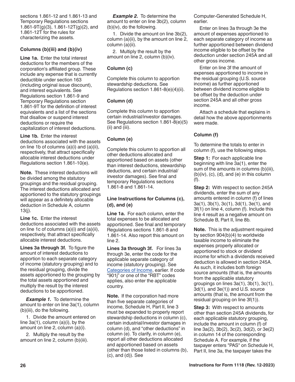 Instructions for IRS Form 1118 Foreign Tax Credit - Corporations, Page 26