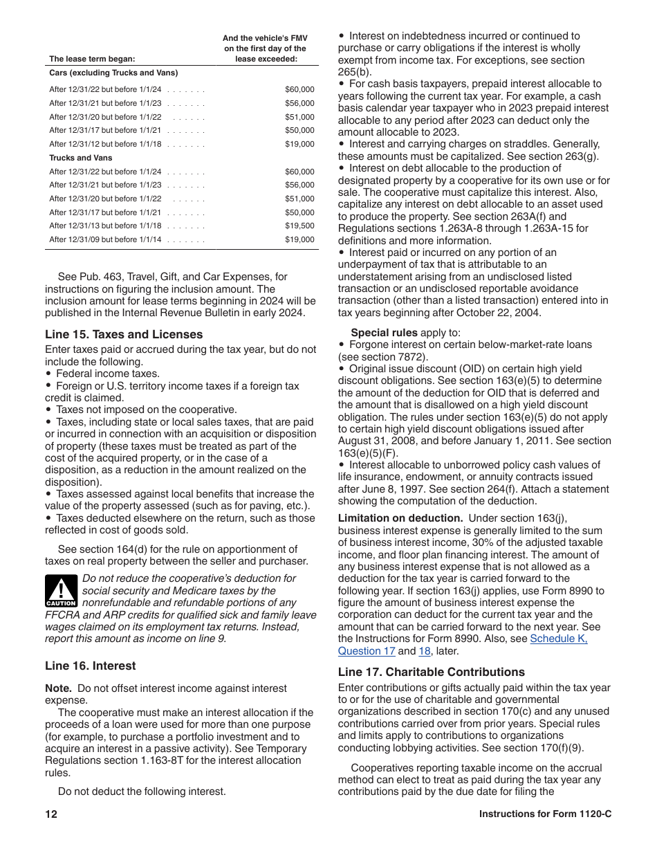 Instructions for IRS Form 1120-C U.S. Income Tax Return for Cooperative Associations, Page 12