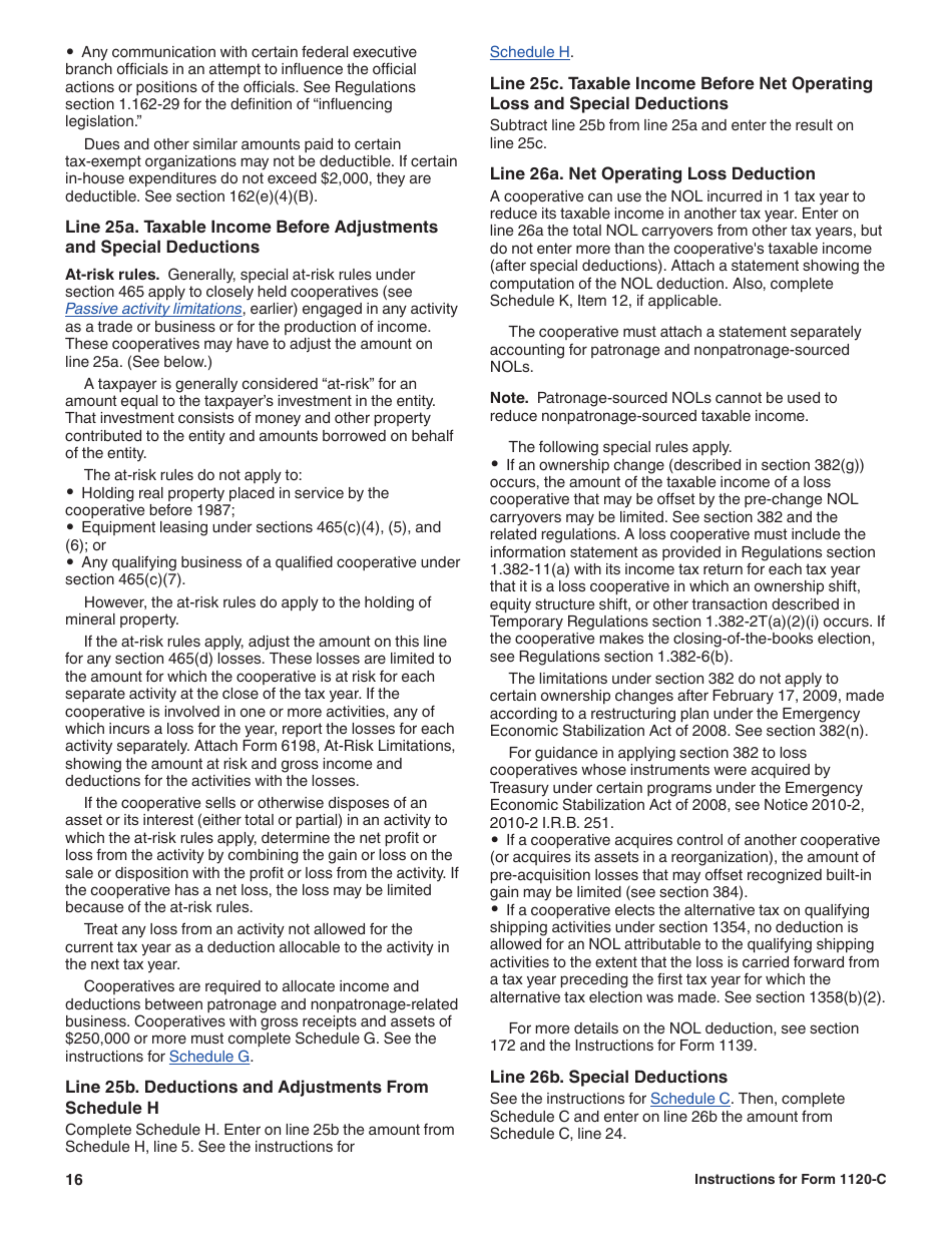 Instructions for IRS Form 1120-C U.S. Income Tax Return for Cooperative Associations, Page 16