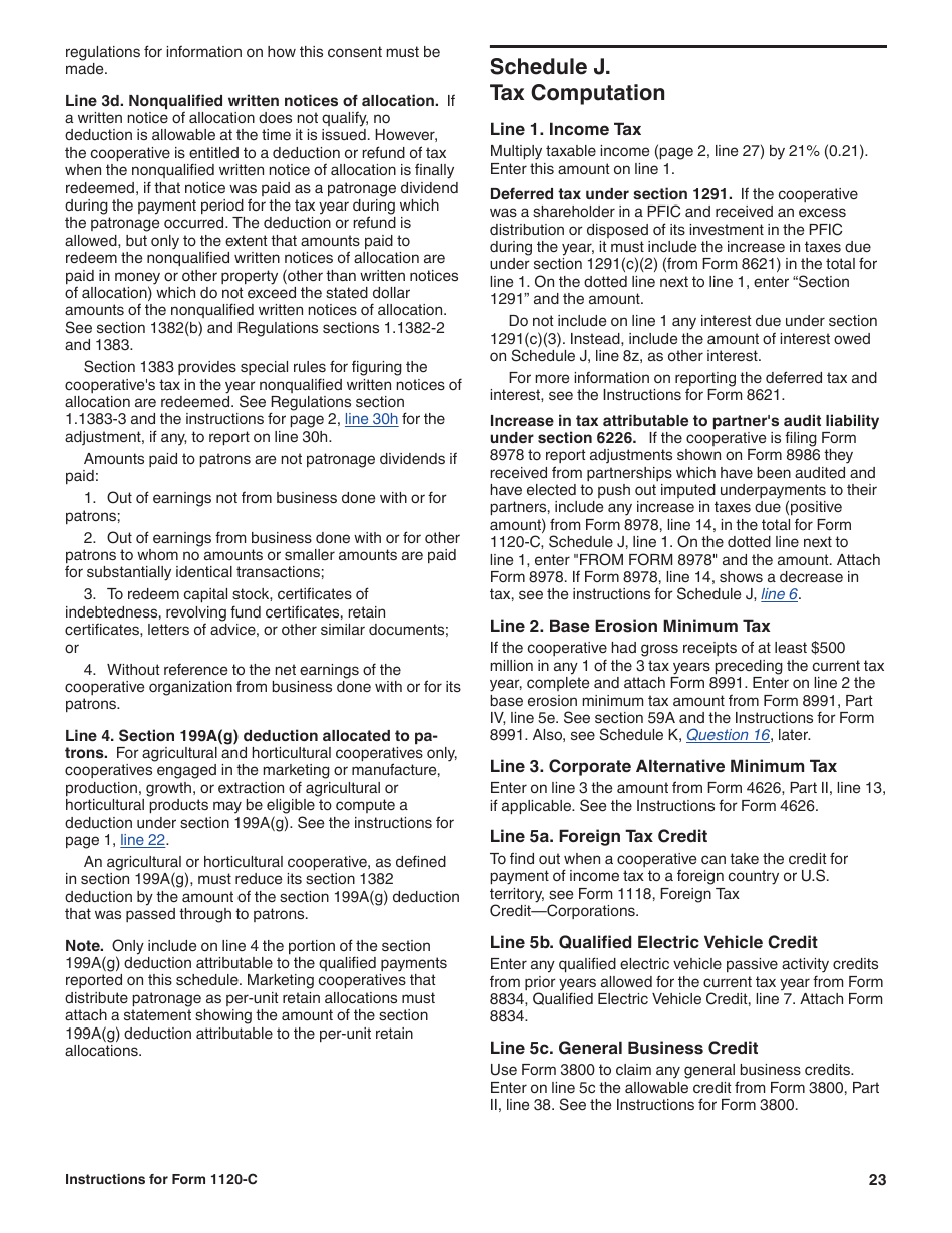 Instructions for IRS Form 1120-C U.S. Income Tax Return for Cooperative Associations, Page 23