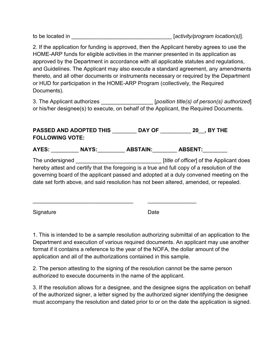 Attachment A Resolution - Sample Form - California, Page 2