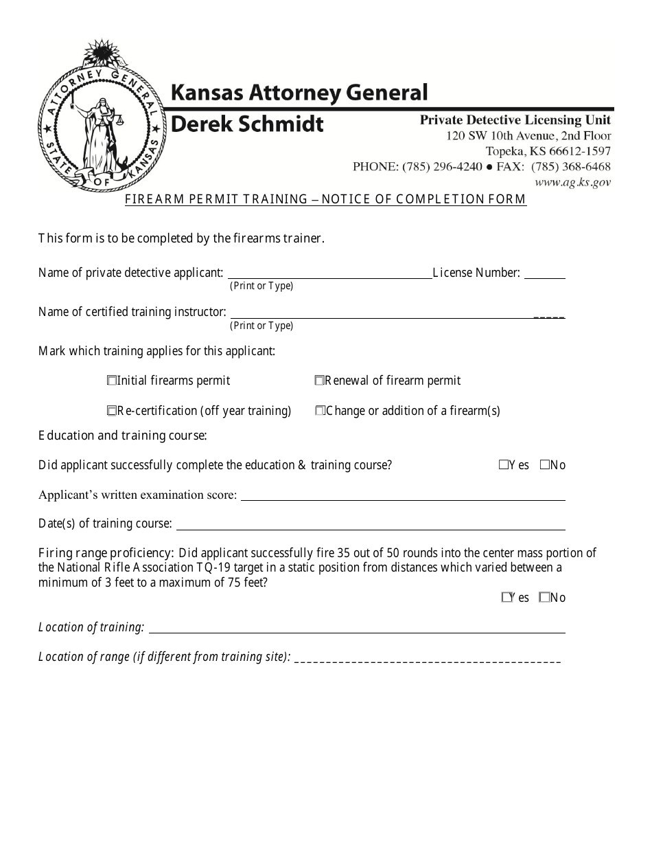 Firearm Permit - Initial Application - Kansas, Page 3