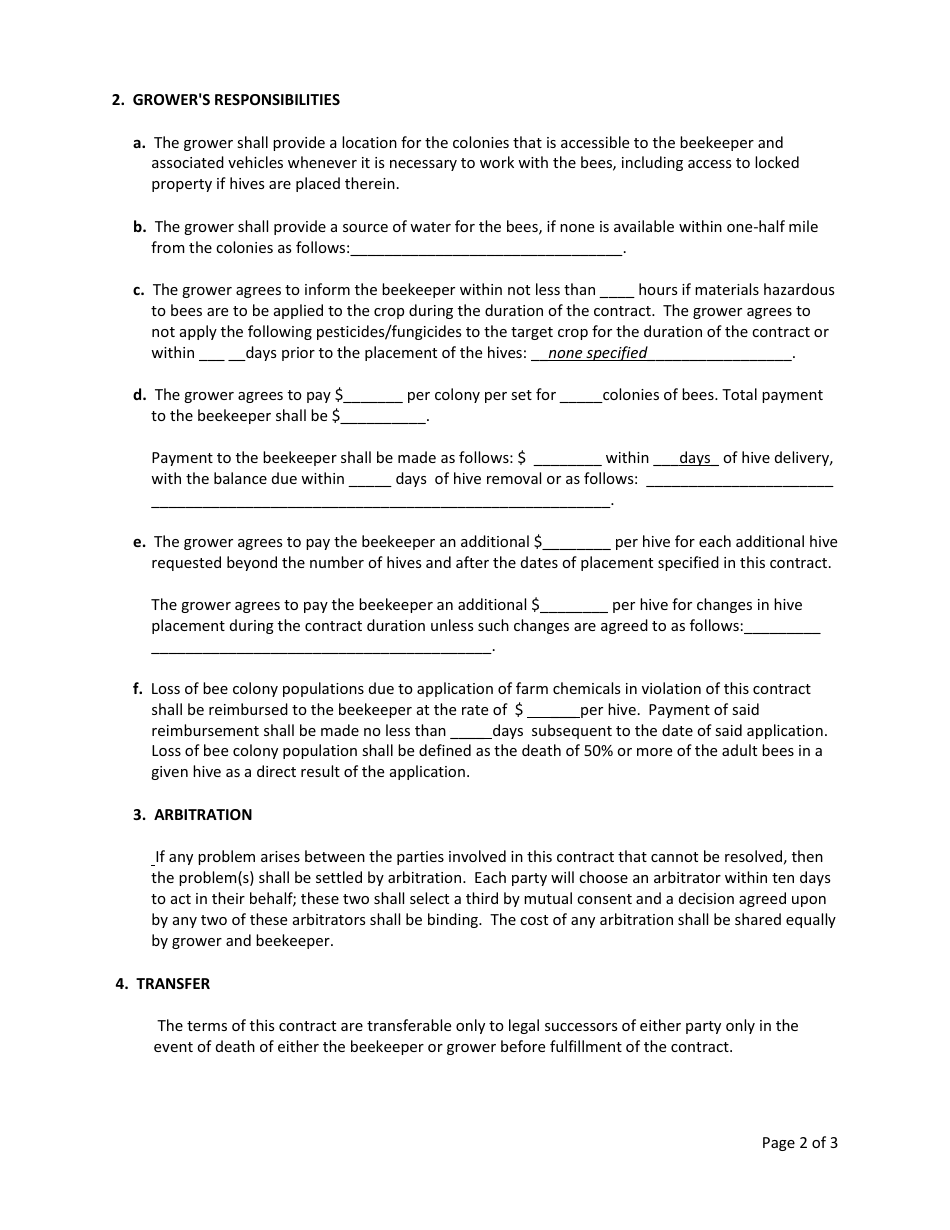 Sample Pollination Contract Template - Fill Out, Sign Online and ...