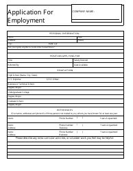 Document preview: Application for Employment - Tables