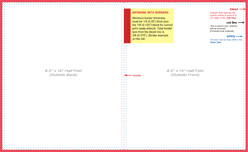 Half fold brochure template featuring dimensions of 8.5" X 14" on Templateroller.com