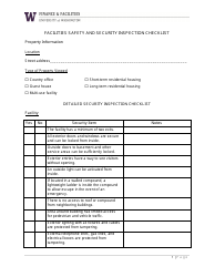Document preview: Facilities Safety and Security Inspection Checklist Template - University of Washington