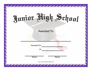 Document preview: Junior High School Award Certificate Template