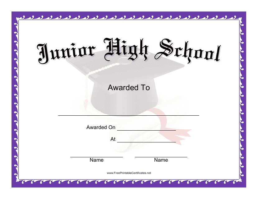&quot;Junior High School Award Certificate Template&quot; Download Pdf