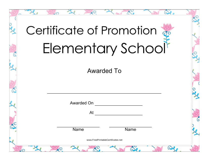 Elementary School Certificate of Promotion Template