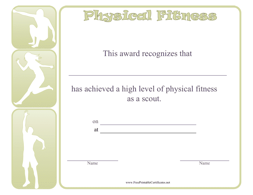Physical Fitness Award Certificate Template - Preview Image