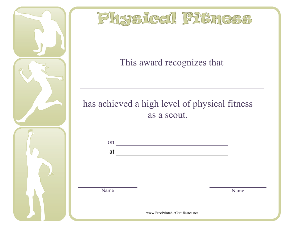 Physical Fitness Award Certificate Template Download