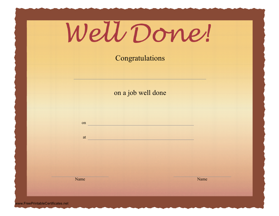 Well Done Certificate of Achievement Template Download Printable PDF