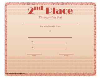 Document preview: 2nd Place Certificate of Achievement Template