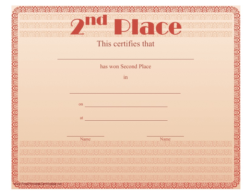 2nd place certificate of achievement template
