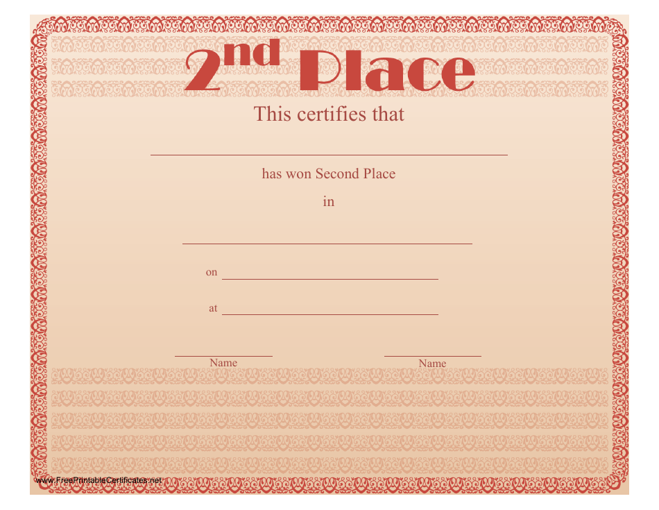 2nd Place Certificate Of Achievement Template Download Printable PDF