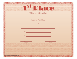 &quot;1st Place Certificate Template&quot;