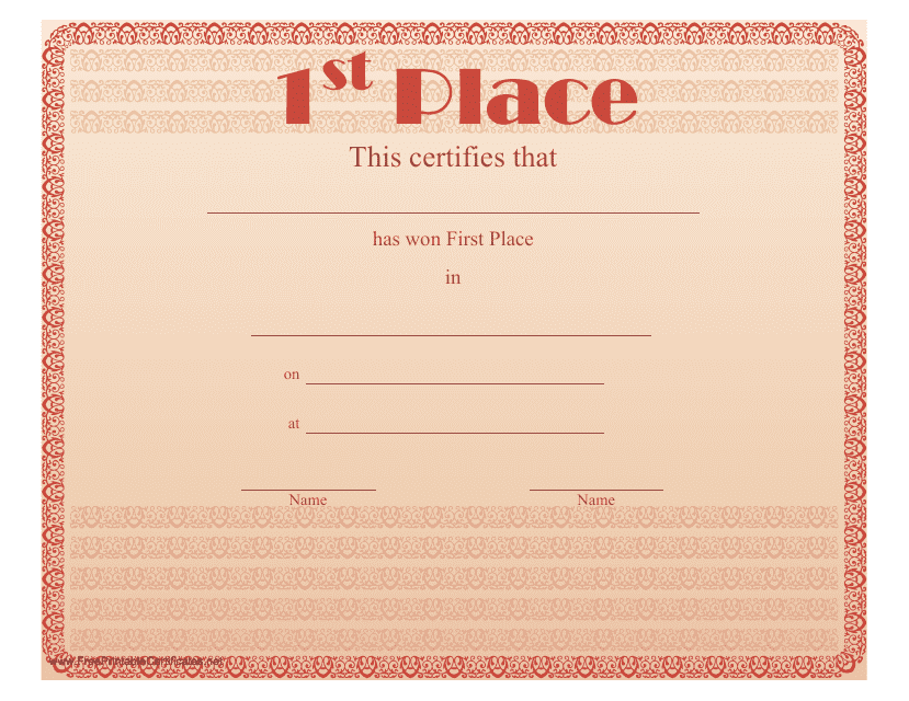 1st Place Certificate Template