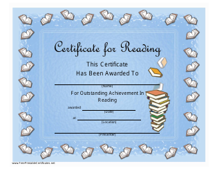 Document preview: Reading Award Certificate Template