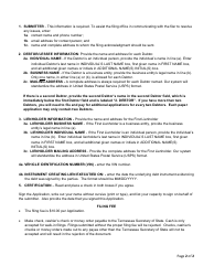 Form SS-4258 Application for Motor Vehicle Temporary Lien - Tennessee, Page 2