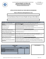 Application for Retail Food Service Businesses - Rhode Island, Page 3