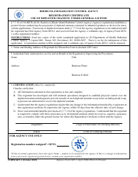 Form GEN-1 Registration Certificate - Use of Depleted Uranium Under General License - Rhode Island